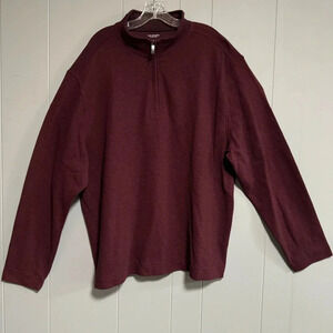 VAN HEUSEN Never Tuck Classic Fit Mock Neck Half Zip Ribbed Pullover Size XXL